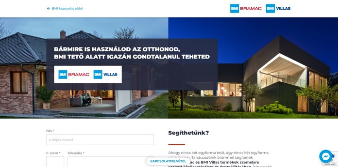 A BMI Bramac kapcsolat oldala