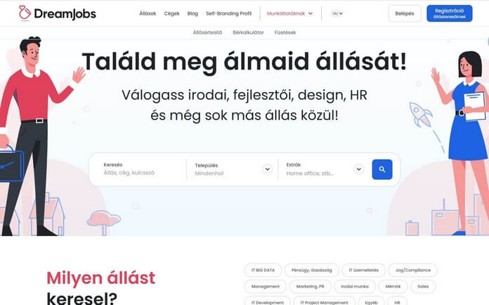 A DreamJobs weboldala