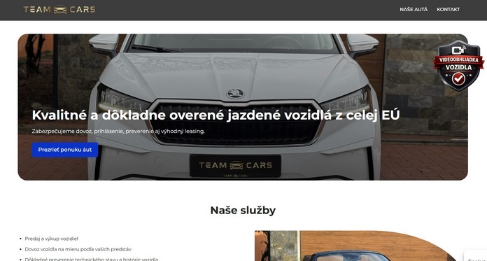 A Teamcars weboldala